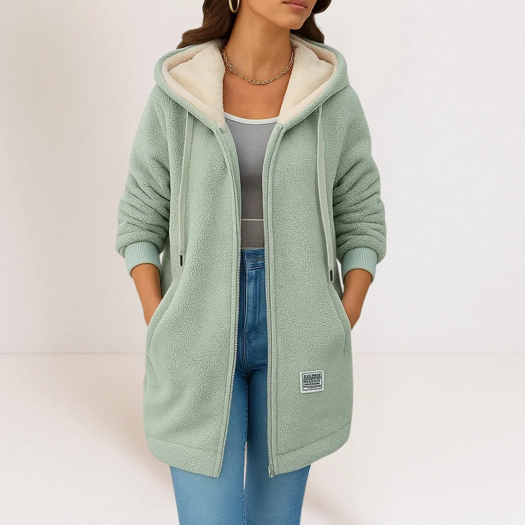 Longline Sherpa Hooded Jacket – Green