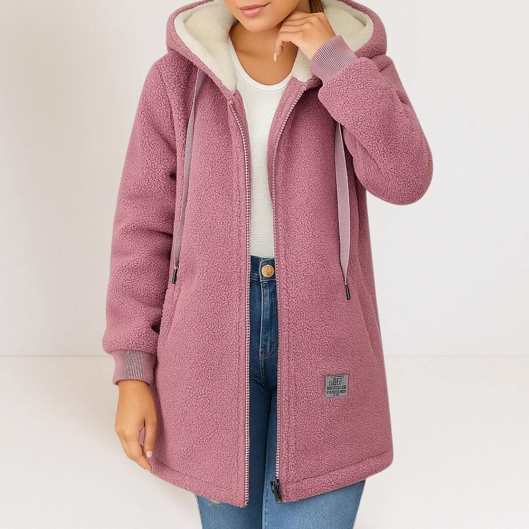 Longline Sherpa Hooded Jacket – Pink