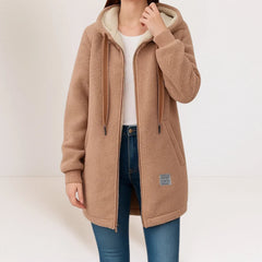 Longline Sherpa Hooded Jacket – Brown
