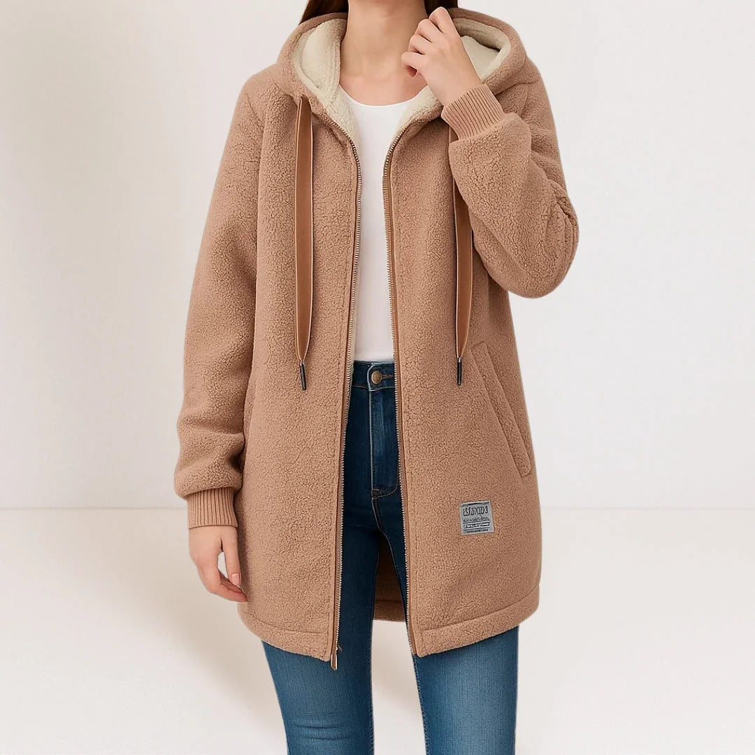 Longline Sherpa Hooded Jacket – Brown