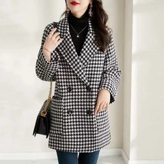 Houndstooth Blazer Coat – Black & White