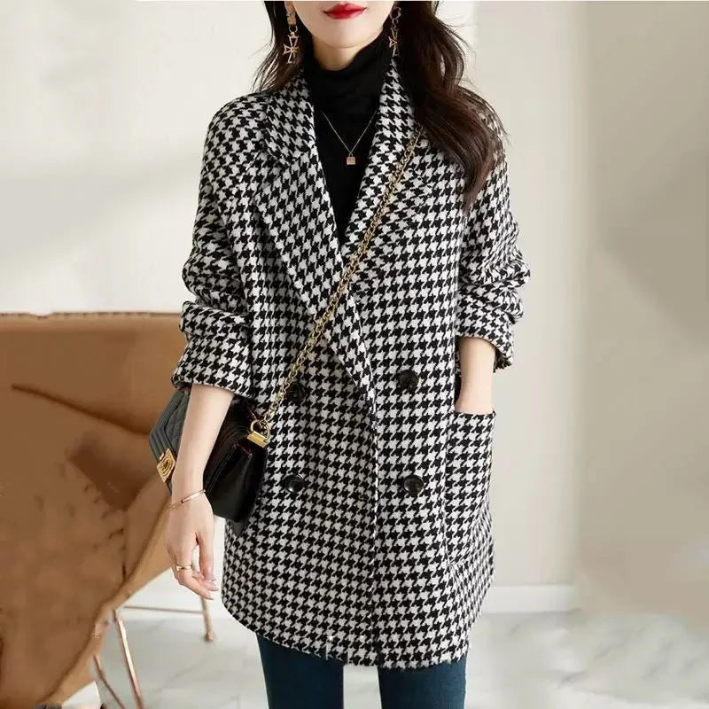Houndstooth Blazer Coat