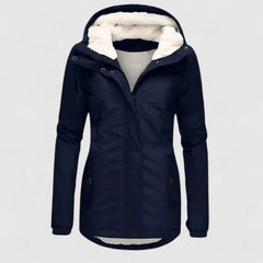 Waterproof Fleece-Lined Hooded Coat – Navy Blue