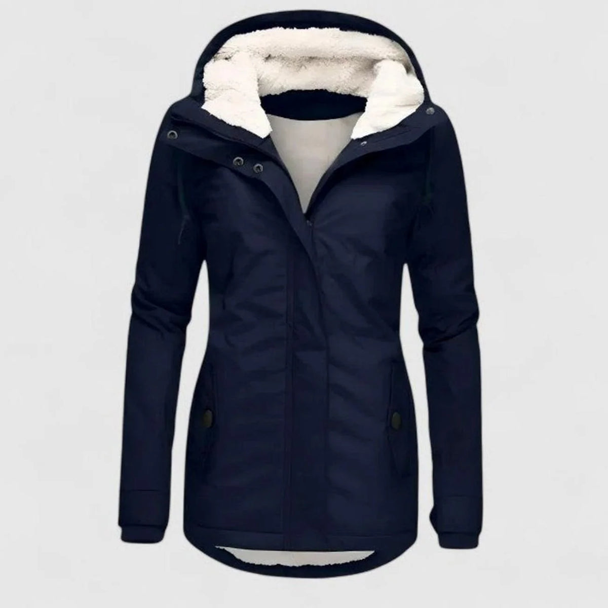 Waterproof Fleece-Lined Hooded Coat – Navy Blue