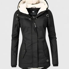 Waterproof Fleece-Lined Hooded Coat – Black