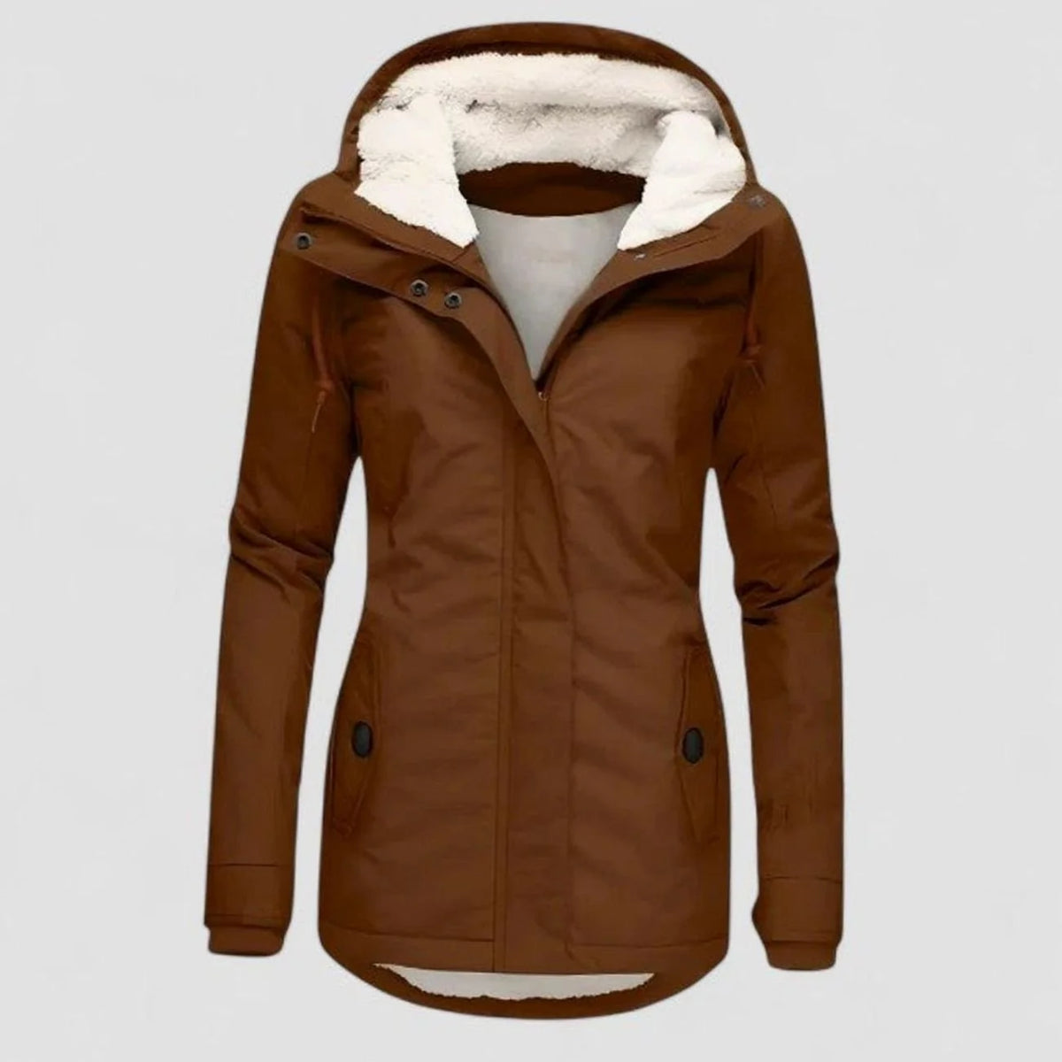 Waterproof Fleece-Lined Hooded Coat – Brown