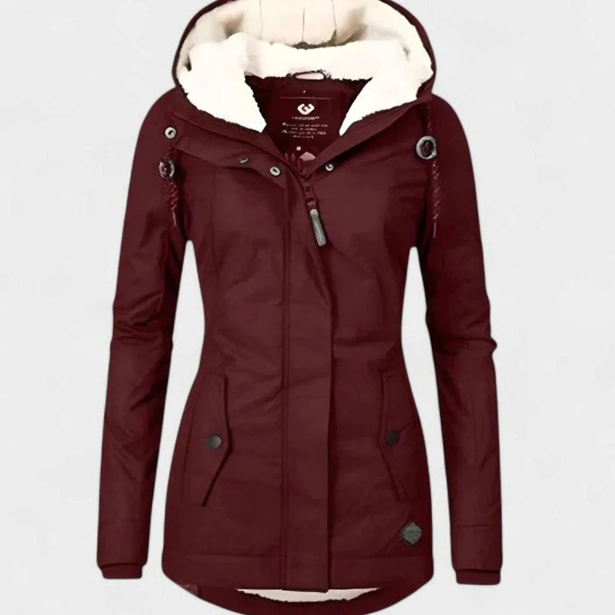 Waterproof Fleece-Lined Hooded Coat – Red