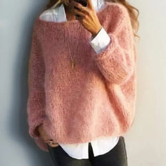 Oversized Mohair Blend Sweater – Light Pink
