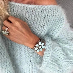 Oversized Mohair Blend Sweater – Light Blue