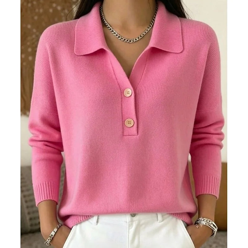 Collared Polo Sweater – Pink