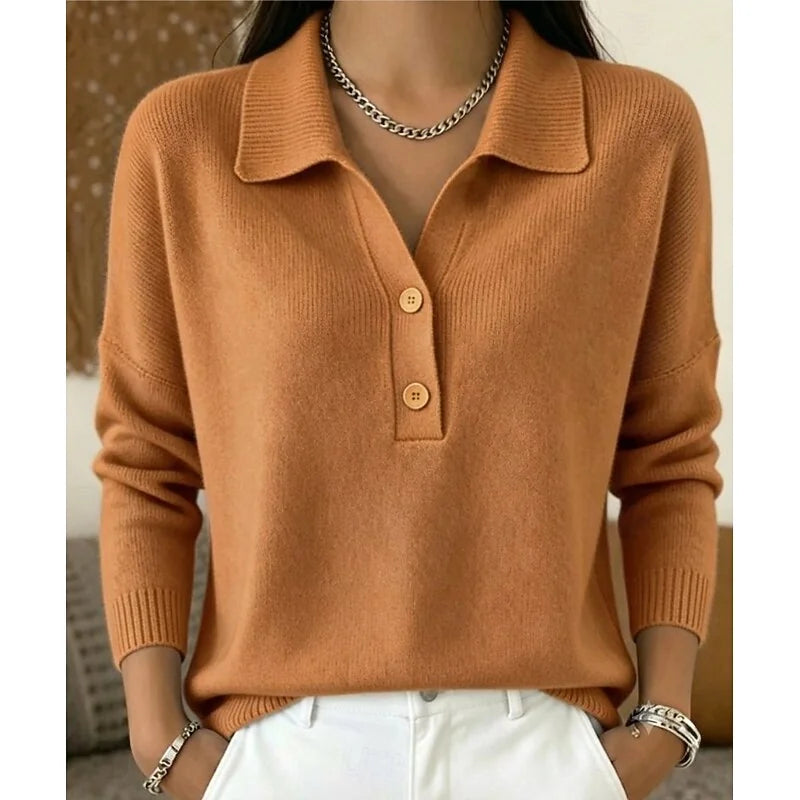 Collared Polo Sweater – Light Brown