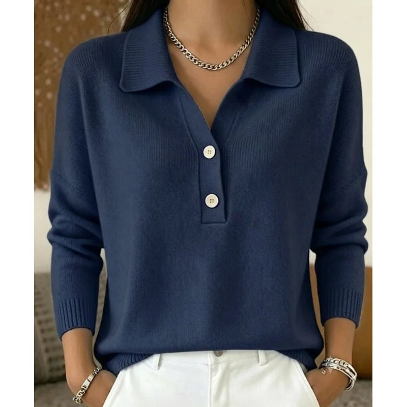 Collared Polo Sweater – Dark Blue