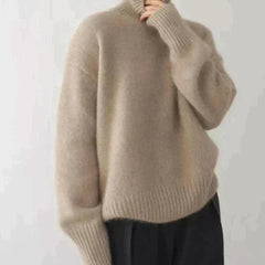 High-Neck Cashmere Sweater – Khaki