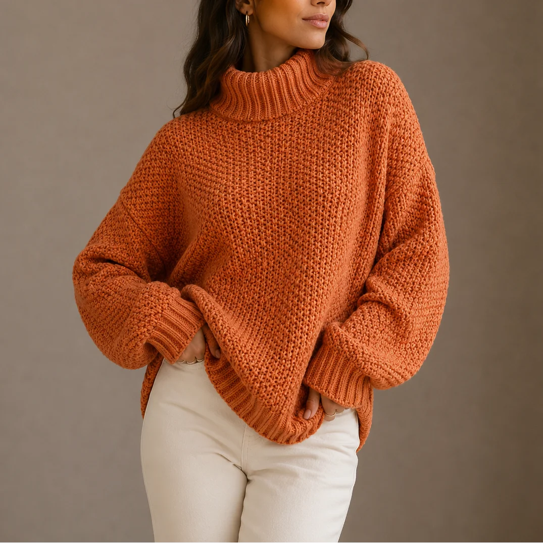 Chunky Turtleneck Sweater – Orange