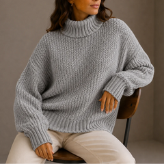 Chunky Turtleneck Sweater – Gray