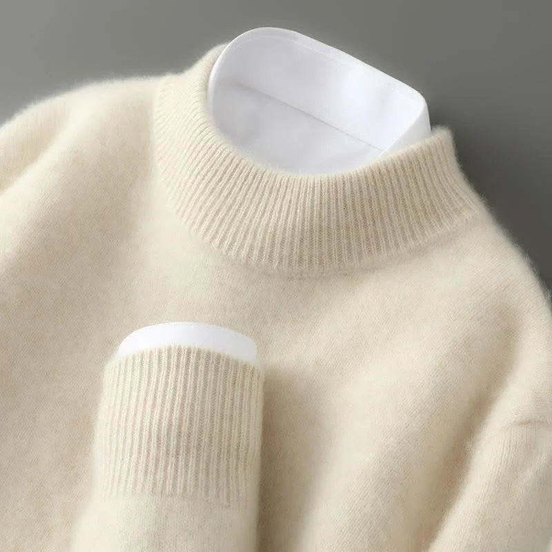 Mock Neck Cashmere Sweater – Cream