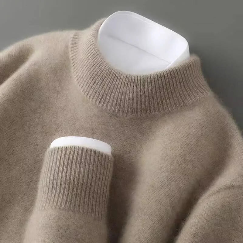 Mock Neck Cashmere Sweater – Brown