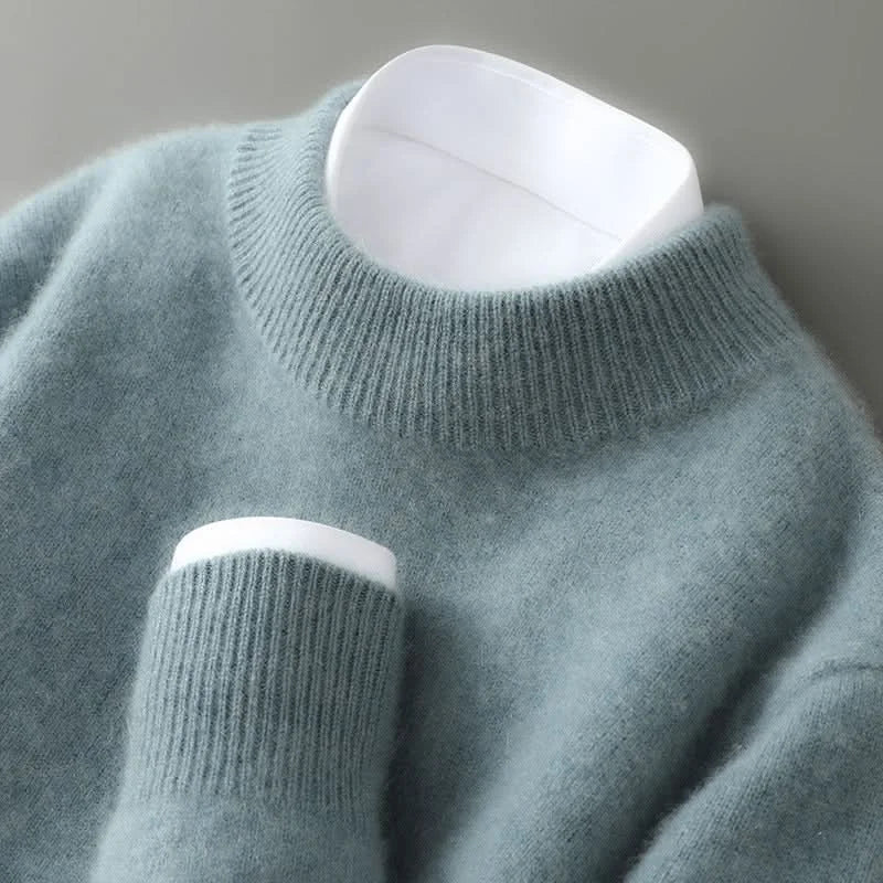 Mock Neck Cashmere Sweater – Green