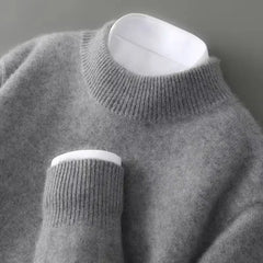 Mock Neck Cashmere Sweater – Grey