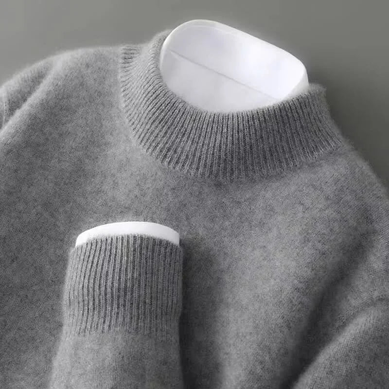 Mock Neck Cashmere Sweater – Grey