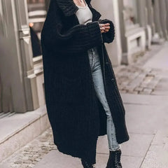 Chunky Knit Longline Cardigan – Black