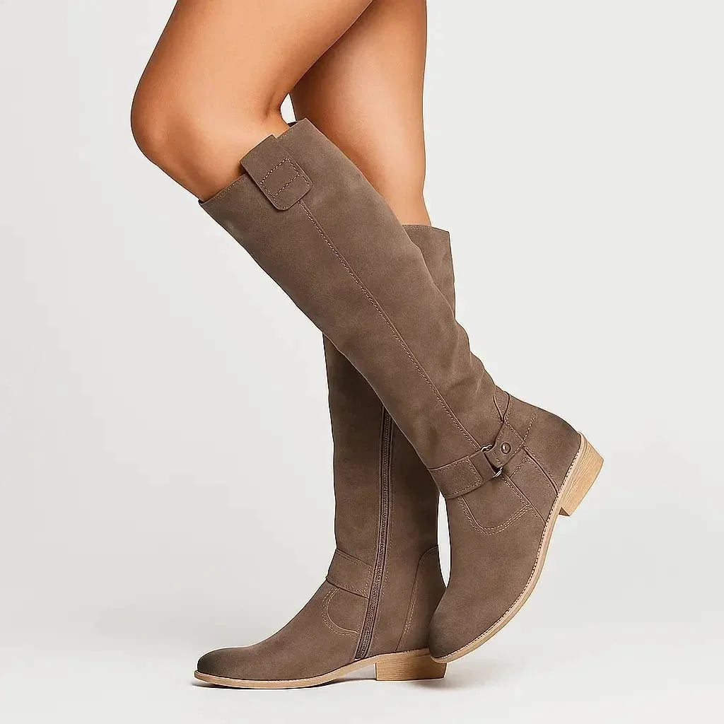 Knee High Suede Boots – Brown