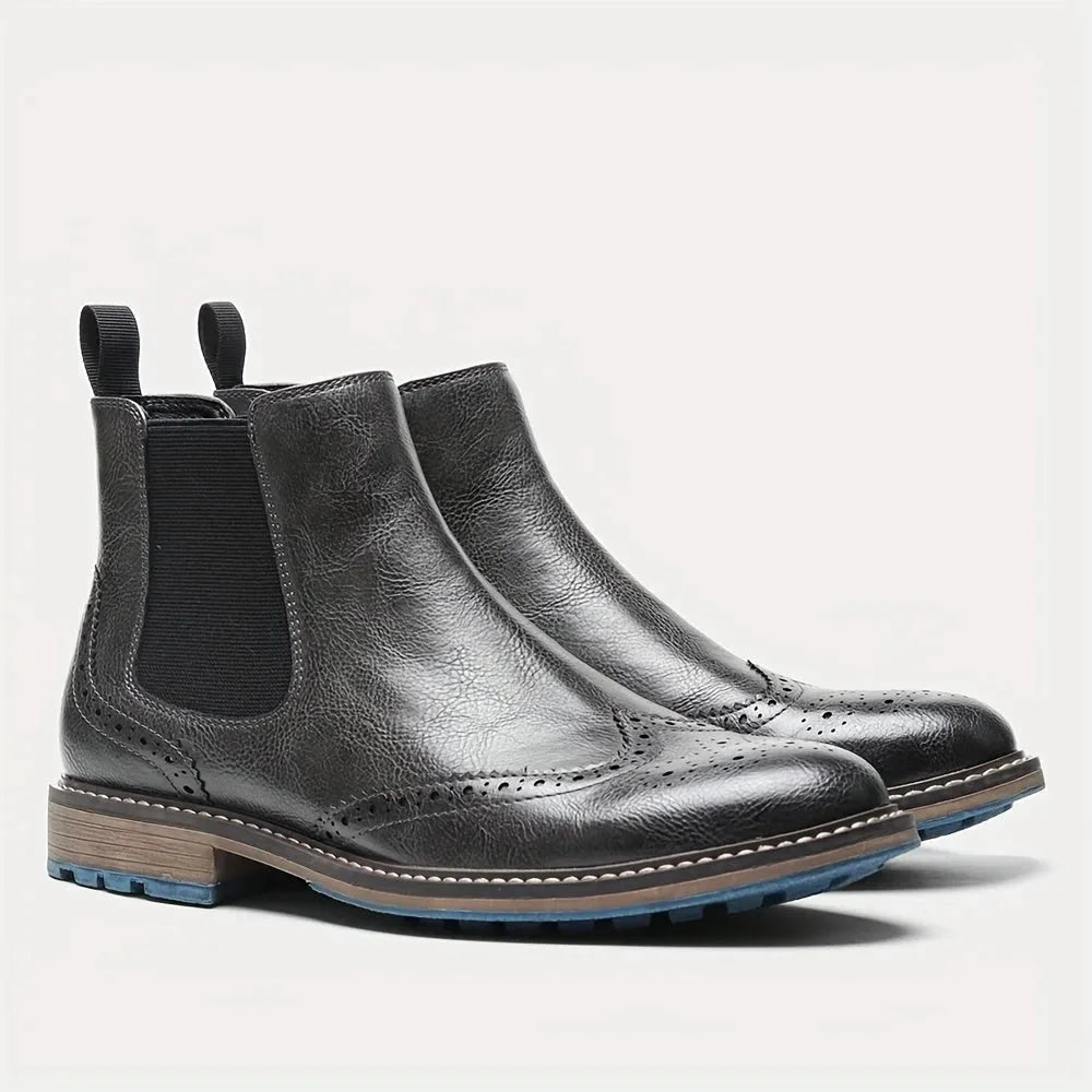 Brogue Wingtip Chelsea Boots – Dark Grey
