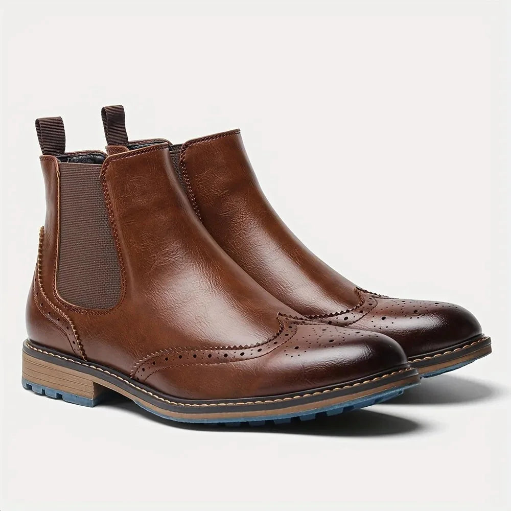 Brogue Wingtip Chelsea Boots – Brown