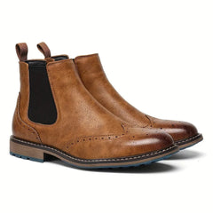 Brogue Wingtip Chelsea Boots – Light Brown