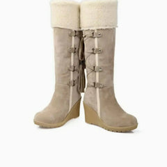 Tassel Wedge Knee-High Boots