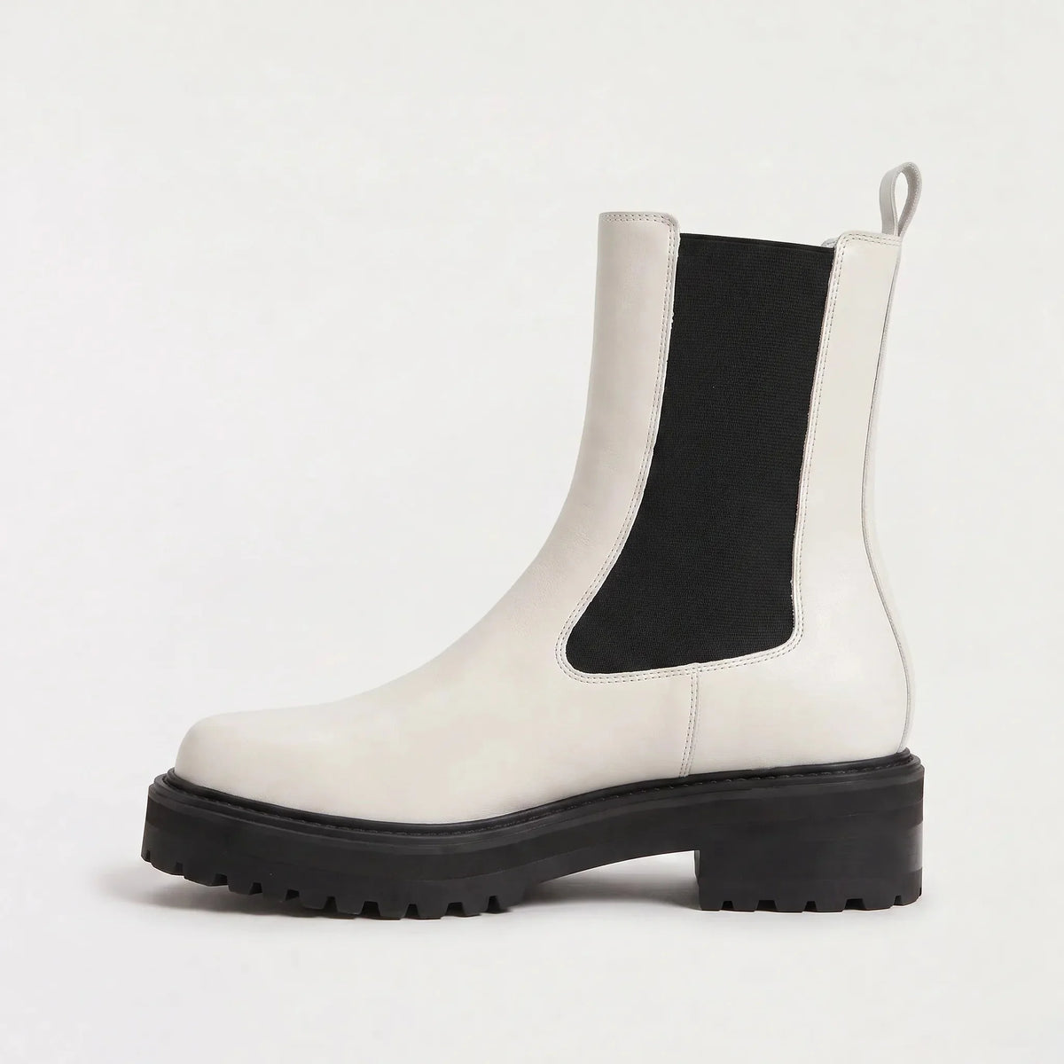 Platform Lug-Sole Chelsea Boots – White