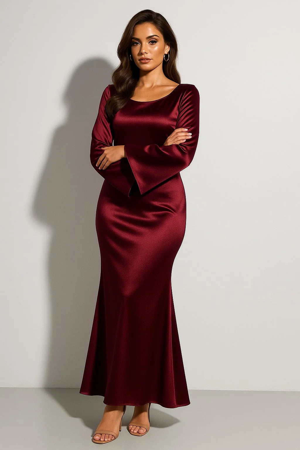 Fishtail Satin Maxi Dress